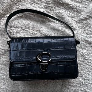 COACH Elegant Black Croc-Embossed Shoulder or Cross Body Bag